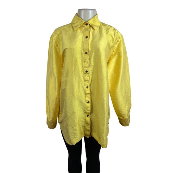 Neiman Marcus Exclusive Yellow Blouse Long Sleeve Button-Up Style - Picture 1 of 7